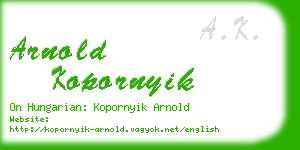 arnold kopornyik business card